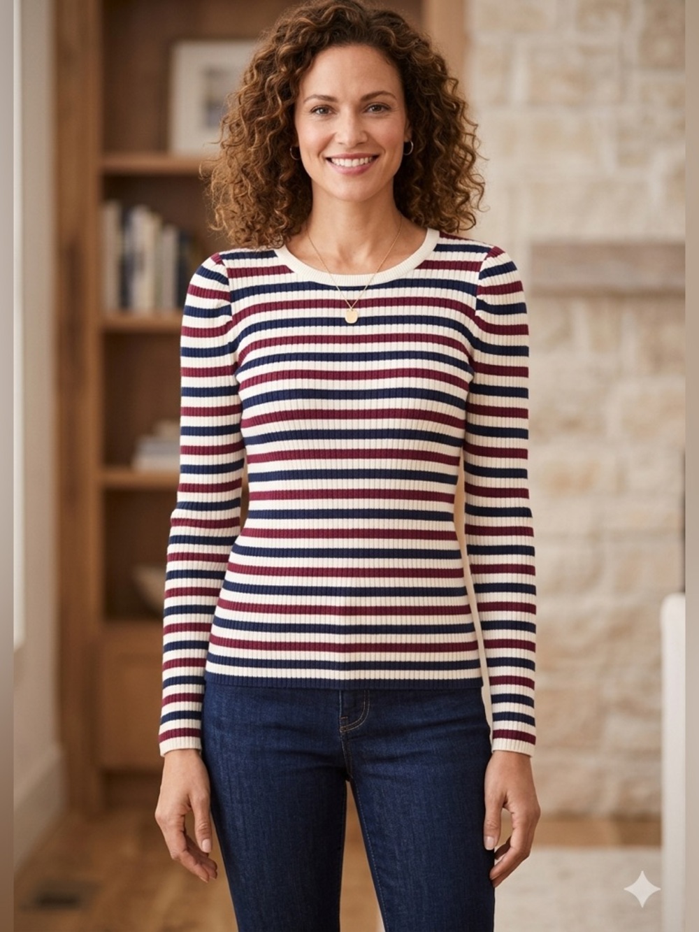 Talbots EUC Multicolor ribbed
Striped top. This top has alot
of stretch Sz MP